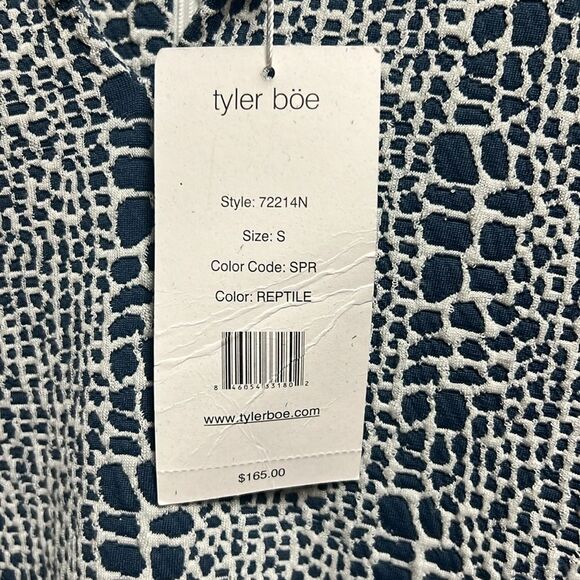 NWT TYLER BOE Women's Blue Reptile Print Long Sleeve Peplum Knit Dress Sz S - Picture 5 of 8